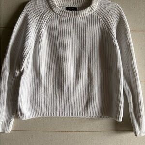 Quince White cotton Ribbed Crewneck Sweater